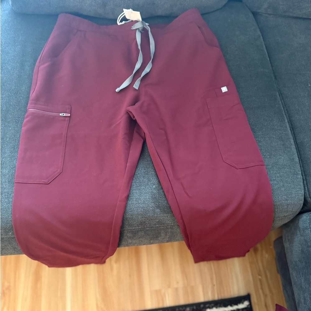 Burgundy Scrub Pants with Pockets